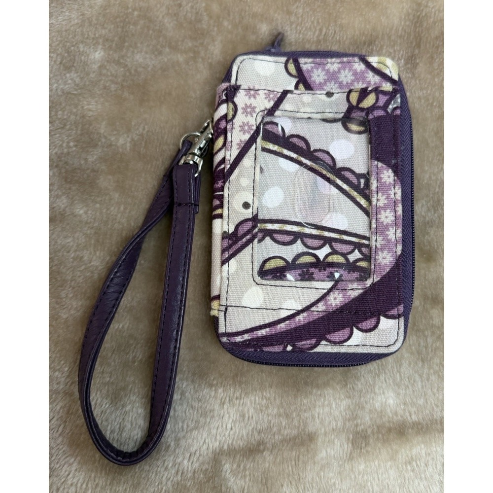 Thirty One Wristlet Wallet Phone Case Purple Floral Zip Around Strap
